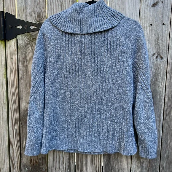 TALBOTS Marled Ribbed Cable Knit Cowl Turtleneck Women’s Medium - Picture 11 of 11